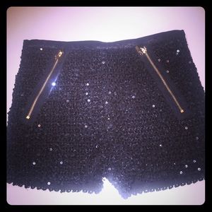 Black Sequin Dress Shorts